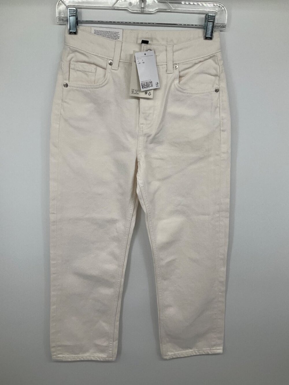 H&M Size 0 Straight High Waist Ankle-Length Jeans White NEW - Picture 2 of 9